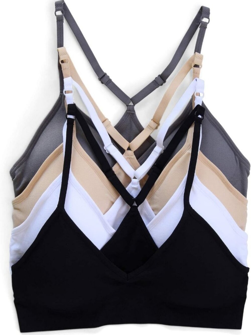 4 Pack Women's Seamless Wireless Racerback Sports Bralettes - Comfort Fit